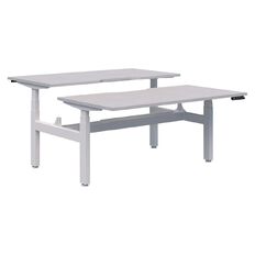 Quick Ship Premium Electric Back 2 Back Desk White/Silver 1200x800