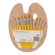 Uniti Wooden Palette & Brush Set 12 Pack Natural