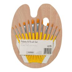 Uniti Wooden Palette & Brush Set 12 Pack Natural