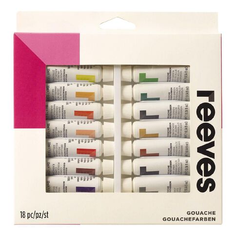 Reeves Paint Set Gouache 18 Pack Multi-Coloured