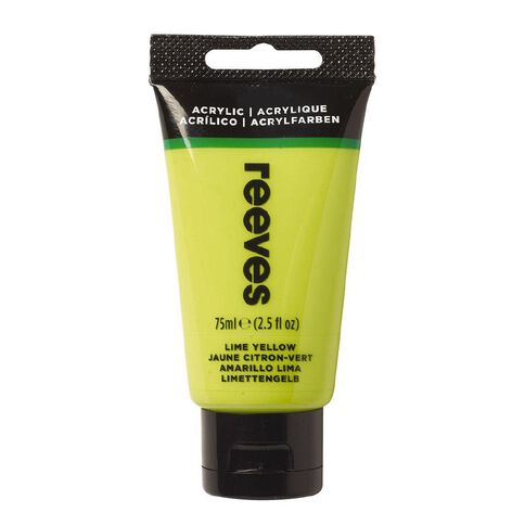 Reeves Fine Acrylic Paint Lime Yellow 415 75ml