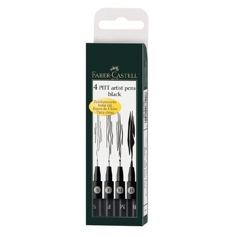 Faber-Castell Pitt Artist Pens Thin Black 4 Pack