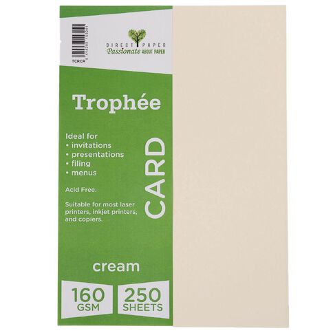 Trophee Card 160gsm 250 Pack Cream A4