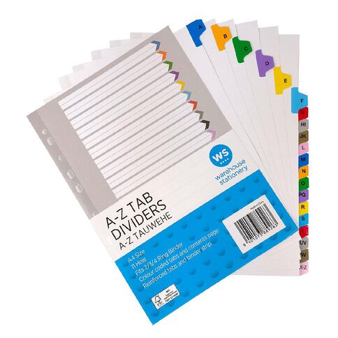 WS A-Z Coloured Dividers