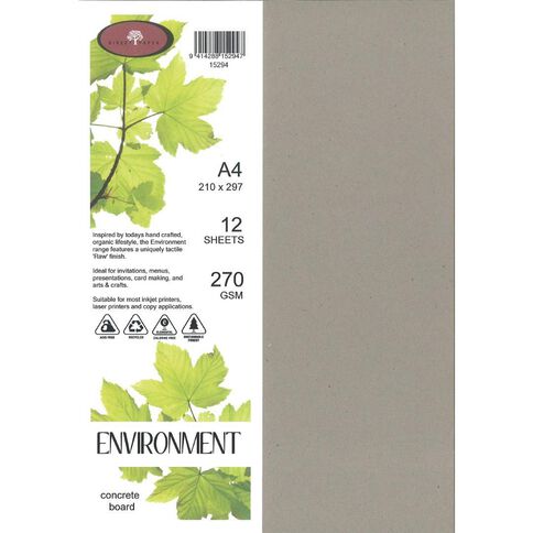 Direct Paper Enviro Board 270gsm Concrete A4 12 Pack