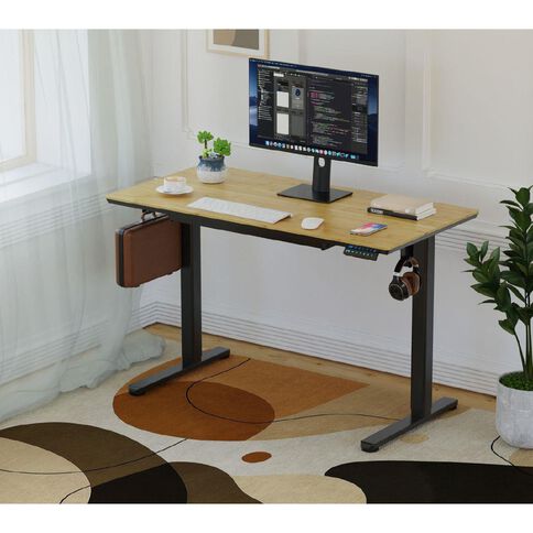 Workspace Height Adjustable Desk 1200W with Drawer Bamboo