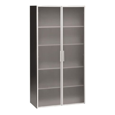 Jasper J Emerge Glass Doors Storage Cupboard 1800 White/Ironstone
