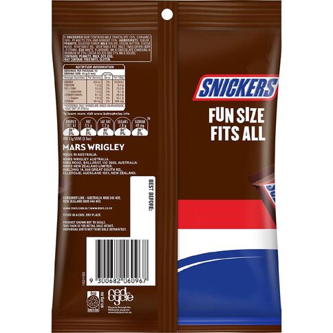 Snickers Chocolate Fun Size Bag 180g