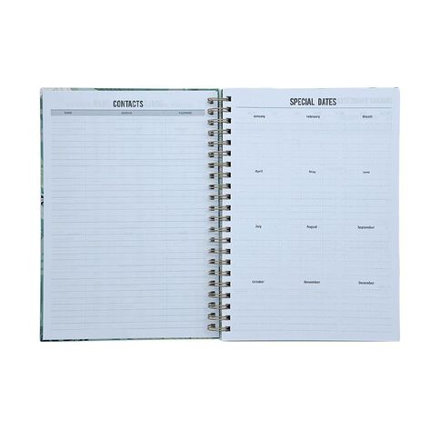 WS 2026 Diary A4 Week to View Spiral Foliage. Green