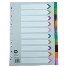 WS 10 Tab Dividers Plastic Multi-Coloured