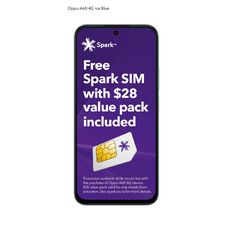 OPPO A6x 4G 4GB + 128GB with Spark $28 Value Pack Sim Bundle Ice Blue