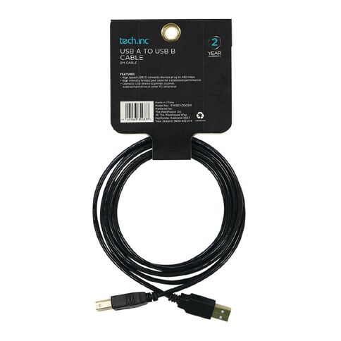 Tech.Inc USB-A to USB-B Printer Cable 2m