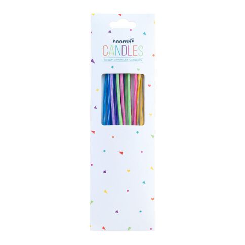 Hoorah Slim Sparkler Candles 165mm x 3mm Multi-Coloured 18 Pack