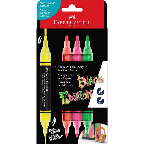 Faber-Castell BE Shake&Paint Acrylic Marker Neon Box of 4