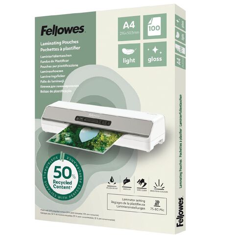 Fellowes Laminating Pouches Light A4 100 Pack