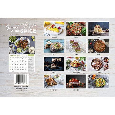 Easy2C 2026 Calendar Sugar And Spice Food Images Easy2C 2026 Calendar Sugar And Spice Food Images