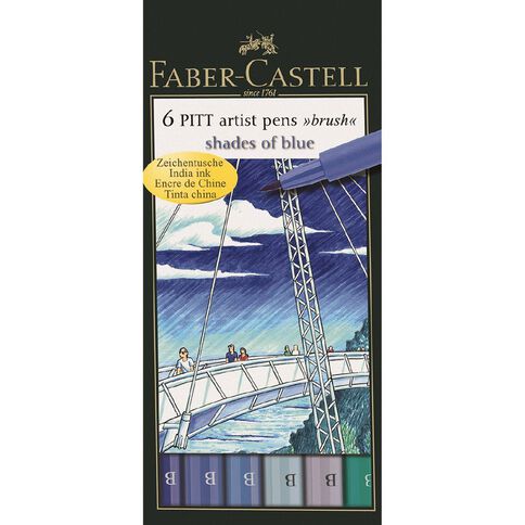 Faber-Castell Pitt Artist Brush Pens Blues 6 Pack