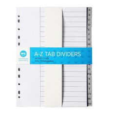 WS A-Z Polypropylene Dividers Grey Mid