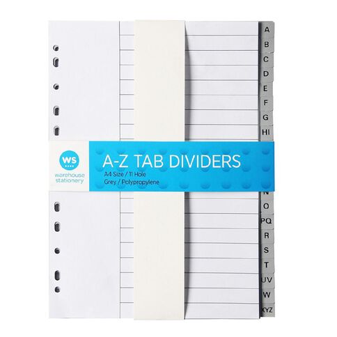 WS A-Z Polypropylene Dividers Grey Mid