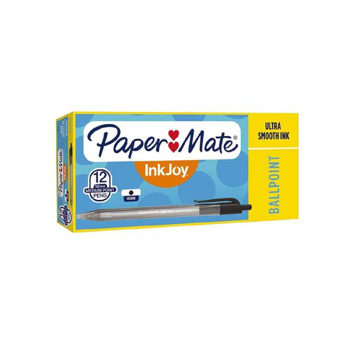 Paper Mate InkJoy 100RT Ballpoint Pens Black 12 Pack