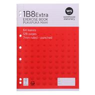 WS Exercise Book 1B8 Extra WA4 7mm Ruled 64 Leaf Punched Red