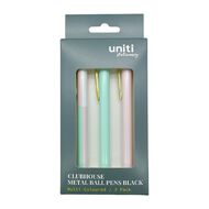 Uniti Clubhouse Metal Ball Pens 3 Pack Multi-Coloured