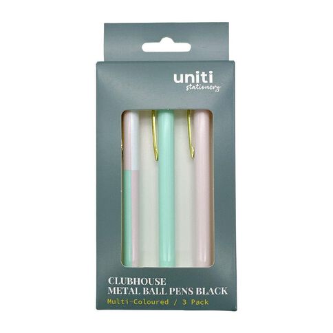 Uniti Clubhouse Metal Ball Pens 3 Pack Multi-Coloured