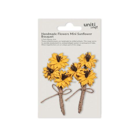 Handmade Flowers - Mini Sunflower Bouquet Approx 4cm 2Pc Little Bi