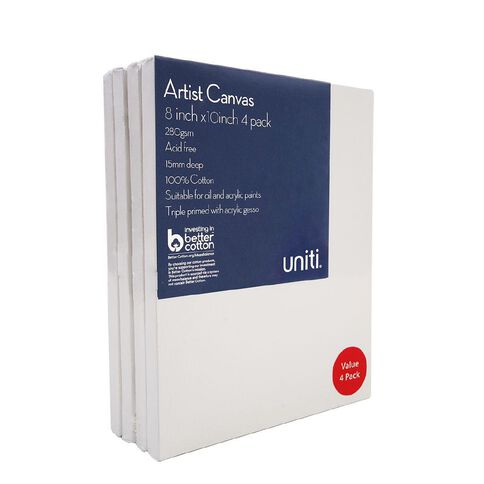 Uniti Value Blank Canvas 8in x 10in 4 Pack