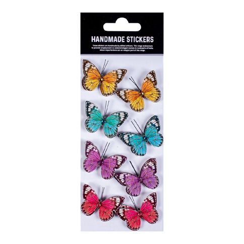 Handmade Sticker Tropical Butterfly Citrus Orchid 8pc