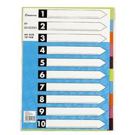 Dividers PP 10 Tab Multi-Coloured A4