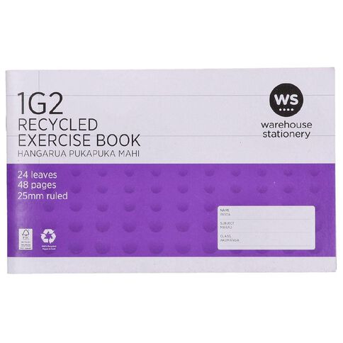 WS Exercise Book 1G2 25mm Ruled 24 Leaf Purple