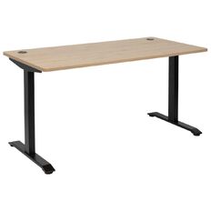 Jasper J Emerge 1500x750 Straight Desk Pacific Oak Top Black Metal Base