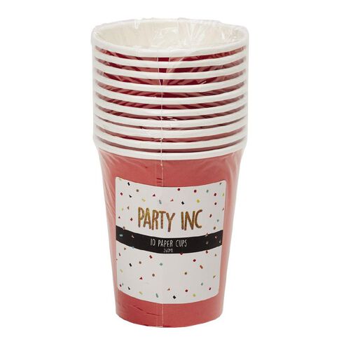 Party Inc Paper Cups 260ml Red Mid 10 Pack