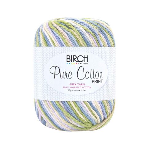 Birch Cotton Print 4Ply Worsted 100% Cotton 65G Botanic Haze