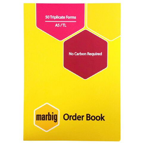 Marbig Order Book Triplicate 50 Leaf Yellow Mid A5