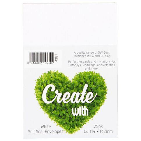 Create With C6 Envelopes 25 Pack White