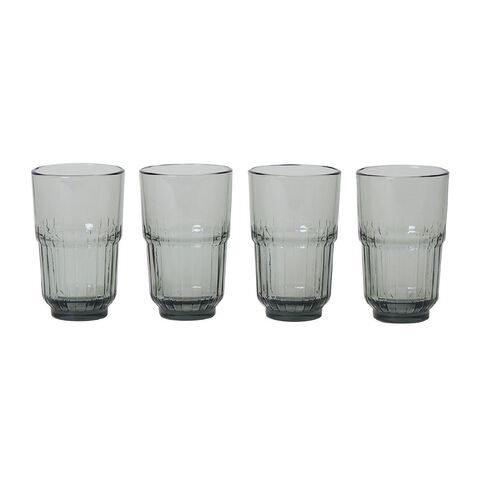 Living & Co Gatsby Glass Tall 400ml Grey 4 Pack