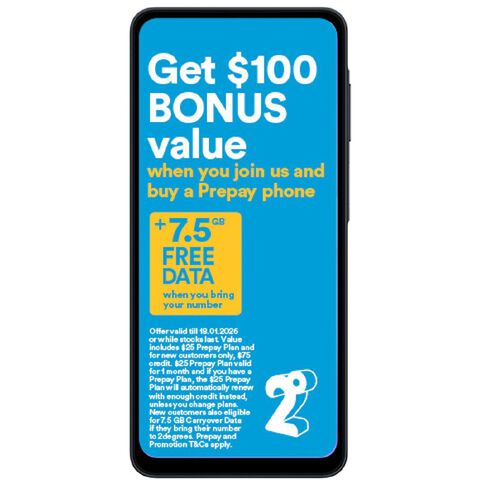 Samsung Galaxy A07 64GB with 2degrees Sim Bundle Black