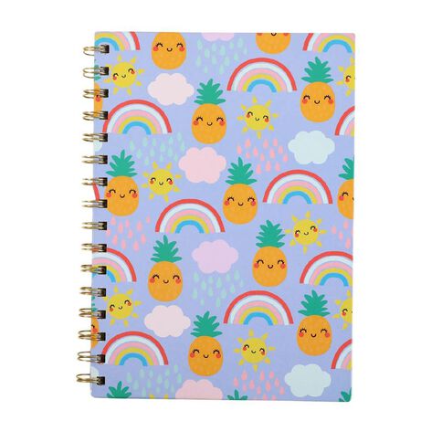 Kookie Pineapple A5 Spiral Notebook Rainbow