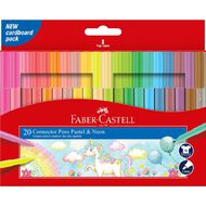 Faber-Castell Connector Felt Pens Pastel & Neon 20 Pack Multi-Coloured