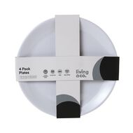 Living & Co Melamine Dinner Plate Reusable White 4 Pack