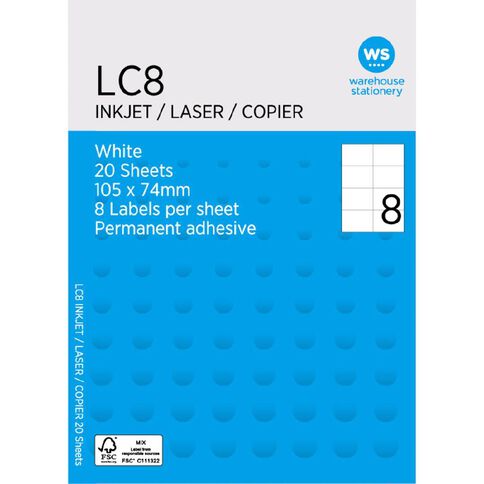 WS Labels 160 Labels 105mm x 74mm A4