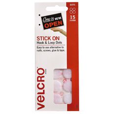 VELCRO Brand Hook & Loop Stick On Mini Dots 15 Set White