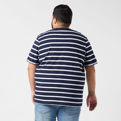 H&H Men's Crew Neck Short Sleeve Stripe Tee
