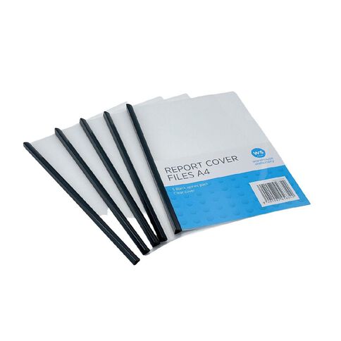 WS Report Cover Black Spine 5 Pack Clear