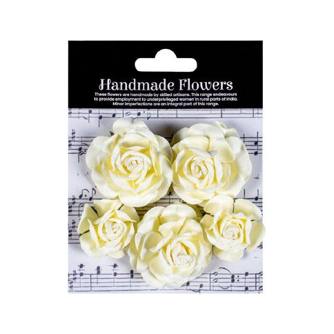 Handmade Flowers Lorena Ivory Pearl Approx 3-5cm 5pc