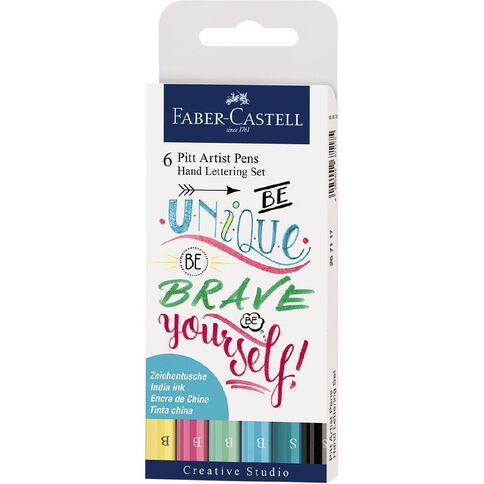 Faber-Castell Pitt Artist Pens Hand Lettering Set Pastel 6 Pack