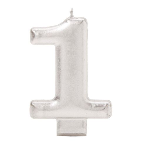 Candle Metallic Numeral #1 Silver