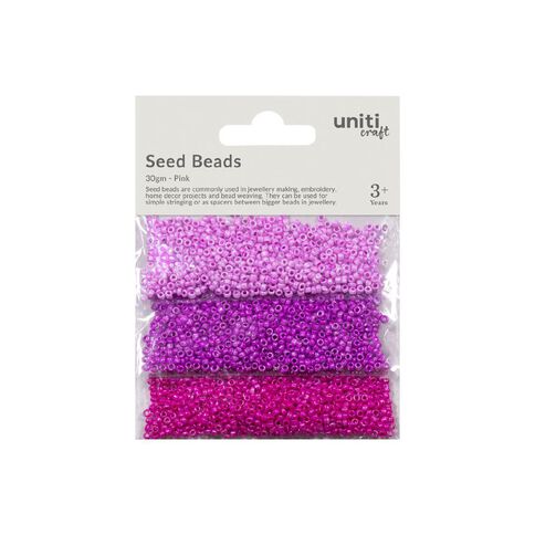 Uniti Seed Beads 30gm Pink